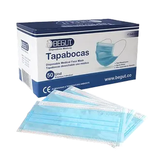 Tapaboca Desechable * 50 (Empaque Individual - Azul) Begut